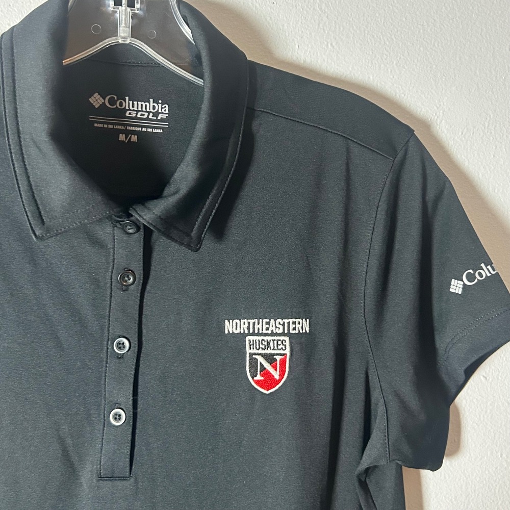 Columbia Golf Northeastern Huskies Polo Shirt Black M M Short‎ Sleeve Women